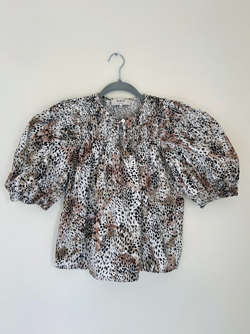 Sea New York Puff Sleeve Trapeze Top 100% Cotton Size XS MSRP $275